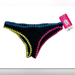 Hula Honey Bikini Bottom Women’s Size Small Whip-Stitch Black Colored Brief Swim